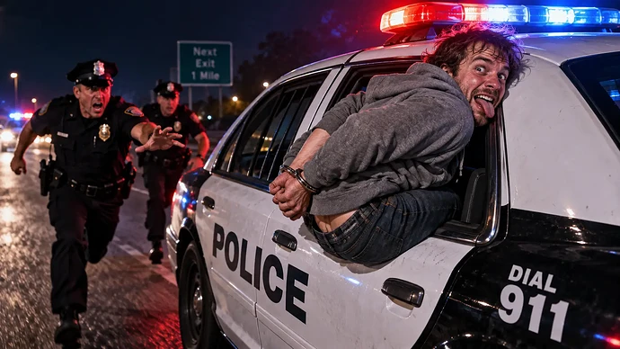 Handcuffed Suspect Allegedly Tries Escaping Through Police Car Window