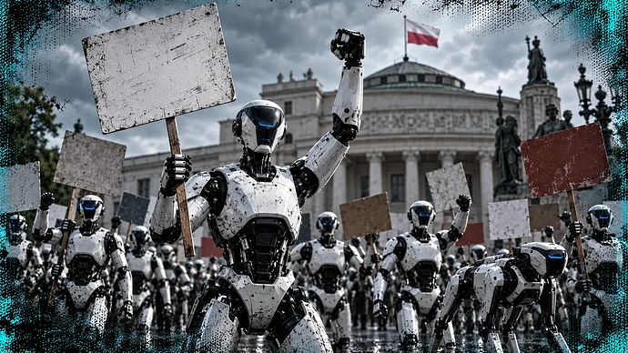 Robots protest… against robots taking human jobs