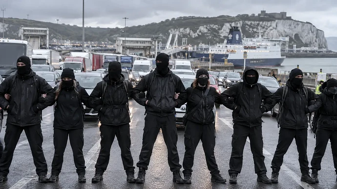 Masked Protesters Block Roads Leading to Dover Port